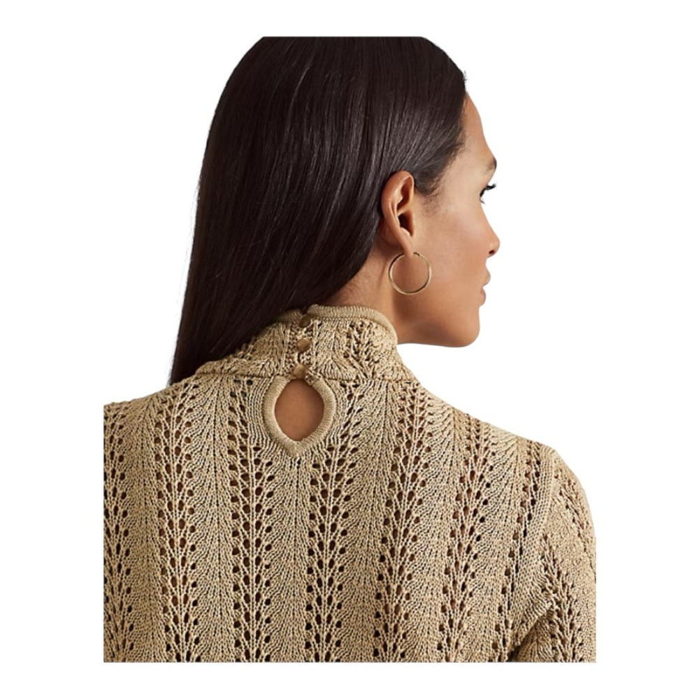 Lauren Ralph Lauren | Short Sleeve Pointelle Cotton Knit Sweater - Picture 3 of 10